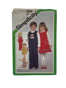 Simplicity 5241 Childs Pullover Dress Jumper Overalls Top Sewing Pattern Sz 6 - Picture 1 of 6