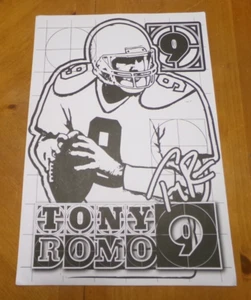 RARE NFL FOOTBALL BLACK & WHITE COLORING PAGE POSTER 13 x 20 TONY ROMO # 9 - Picture 1 of 1
