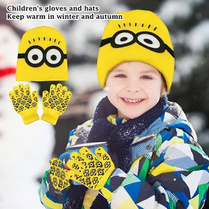 Kids Boys Spiderman Minions Winter Hat Scarf Gloves Set Children Beanie Cap Warm - Bild 1 von 11