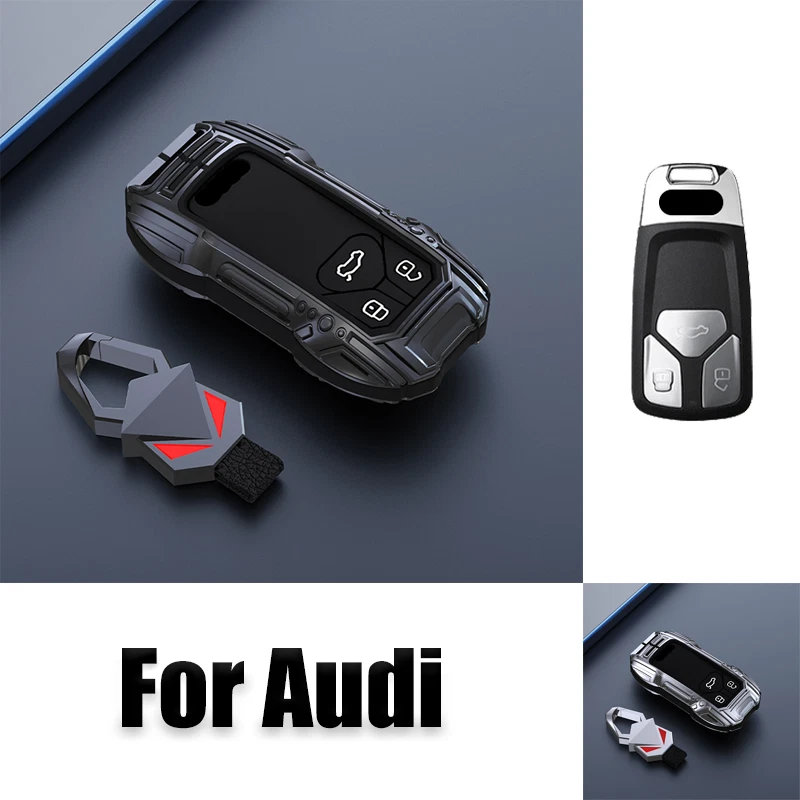Zinc Alloy Silicone Car Key Fob Case Cover Bag For Audi S4 S5 A4 A5 Q7 Q5 SQ5 TT Foto 1 de 4