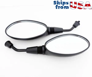 Rearview Mirror Set - 8mm REVERSE Thread - Flat Black - Motorcycle Scooter Moped - Picture 1 of 6