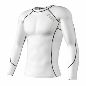 Mens Compression Base layer Shirt long Sleeve Top Long tight thermal sports wear - Picture 1 of 4