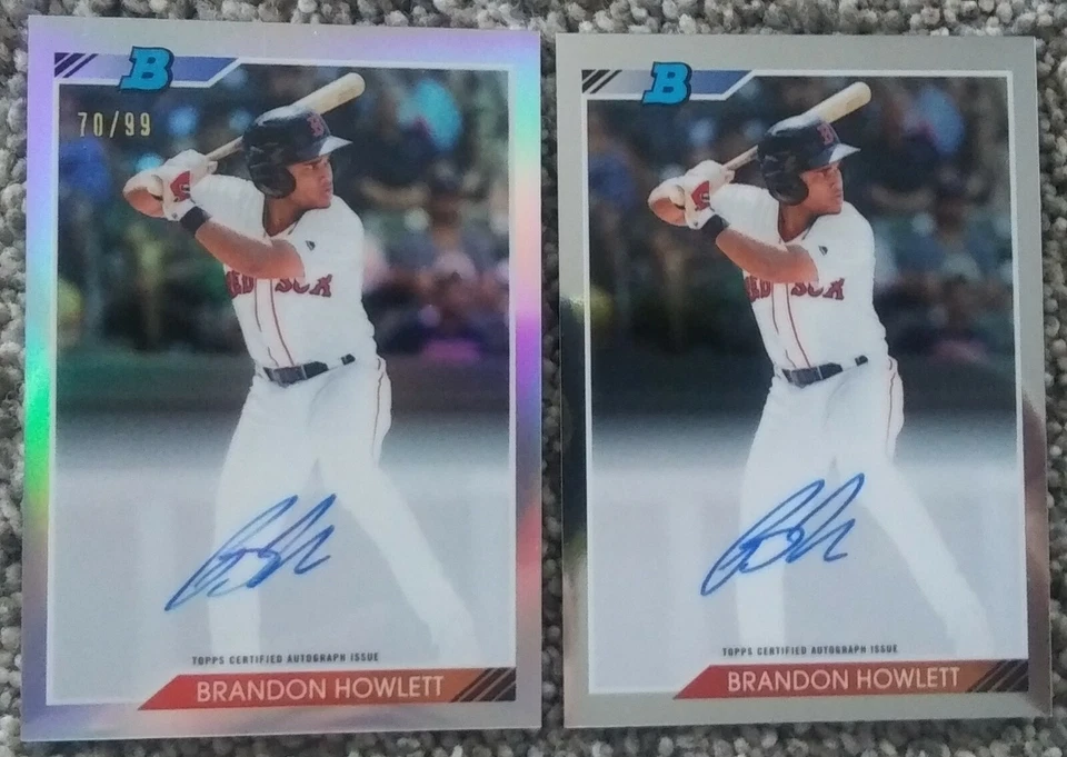 2 Brandon Howlett Auto Lot 2020 Bowman Heritage Chrome Refractor /99 & Base Auto - Image 1 of 1