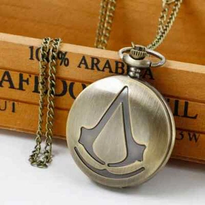 Assassin's Creed BRONZE Quartz Pocket Watch FULL HUNTER Necklace Gift for GAMERS - Picture 1 of 8