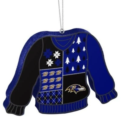 Baltimore Ravens Equipo NFL Adorno de Navidad Suéter Feo Equipo de Fútbol Espuma NUEVO Foto 1 de 3