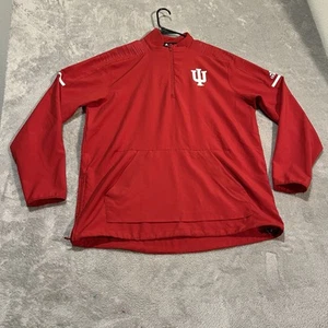Indiana Hoosiers 1/4 Zip Pullover Mens Large Red Adidas IU Jacket - Picture 1 of 8