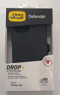 New OtterBox Defender Series Case with Holster Case For iPhone 16E-Black - Image 1 of 2