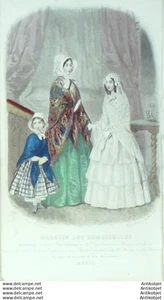 Mode Magasin des demoiselles 1848 #  3 Gravure originale aquarellee - Picture 1 of 1
