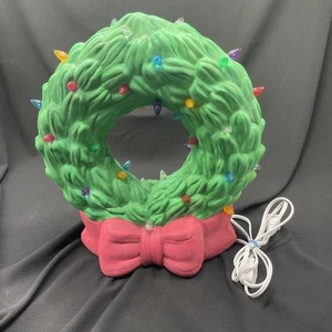 Keramik beleuchteter Weihnachtskranz handbemalt  - Bild 1 von 10