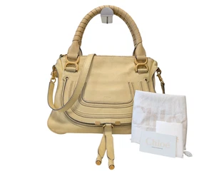 Chloe Marcie Hand Shoulder Bag Leather Cream Authentic - Picture 1 of 23