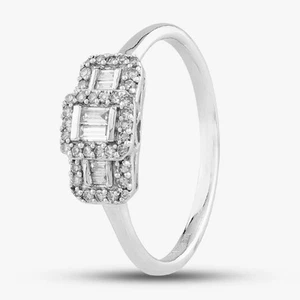 Second Hand 9ct White Gold 0.20ct Diamond Trilogy Cluster Ring 431202348 - Picture 1 of 1