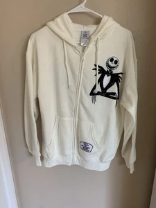 Disney Nightmare Before Christmas Full Zip Ivory Patch Work Hoodie Size Medium - Picture 1 of 16