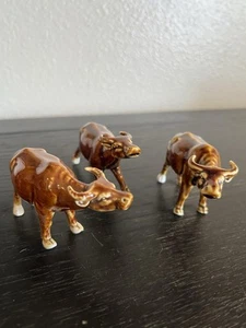 Vtg Water Buffalo Ox Figurines Lot of 3 Peoples Republic Of China Bull Animals - Picture 1 of 8