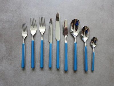 Mepra Fantasia Flatware Blue Stainless Flatware, 54-Peice Set