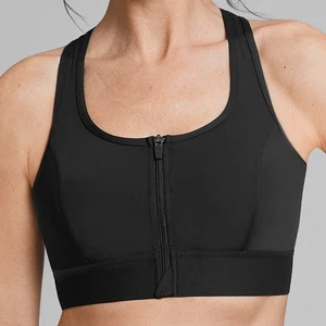 Amoena 'Gloria' Front Closure Zip Pocketed Mastectomy Sports Bra - Black - XL - Picture 1 of 3