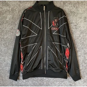 Coogi Jacket Mens XXL Embroidered Black British Track Plaid Spellout Grunge Y2k - Picture 1 of 17