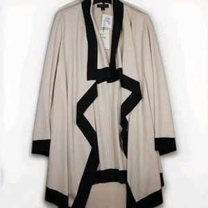 Black Trimmed St. John Open Front 3/4 Coat Sz XL See Desc - Picture 1 of 6