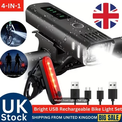 BICYCLE / SUPER BRIGHT BIKE LIGHTS SET FULLY RECHARGEABLE LIGHT WATERPROOF - Image 1 of 4