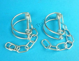 2 x Pipe Clip & Chain for Ifor Williams Trailer - Shaft Lynch Pin - Picture 1 of 3