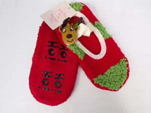 NEW Vintage JC PENNEY Socks to Stay Home In Slippers S/M Christmas Reindeer K23 - Picture 1 of 5