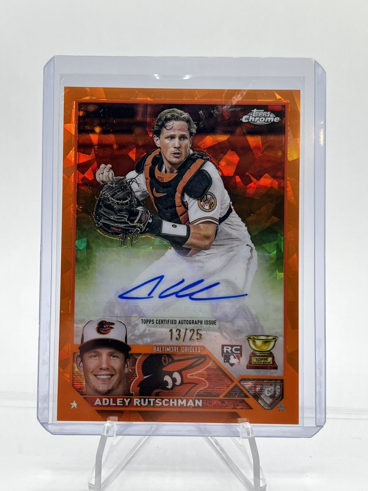 2023 Topps Chrome Update Sapphire Adley Rutschman RC Orange Auto #d /25