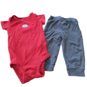 Carters 2 Pc Bodysuit Pants Outfit Boys Size 12M Short Sleeve Sports Football 01 - Picture 1 of 6