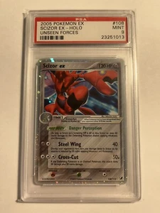 2005 PSA 9 Pokemon EX Unseen Forces Scizor EX 108/115 - Picture 1 of 2