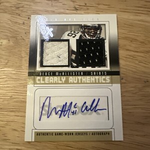 DEUCE MCALLISTER 2004 E-X CLEARLY AUTHENTICS Autograph Dual Jersey #14/20 NM/M