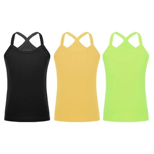 Kids Girls Tops Park 3Pcs/Set Vacation Y-Back Camisole Solid Color Vest Casual - Picture 1 of 90