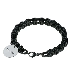 Pulsera Personalizada Para Hombre Joyería Grabada Para Él Hombre Regalo Reino Unido Carbón - Imagen 1 de 7