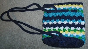 The Sak Crochet Backpack Purse Multicolor Stripe Drawstring Closure EUC - Picture 1 of 9