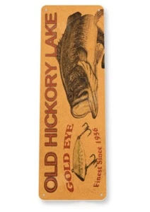 ALTES HICKORY LAKE GOLDAUGENKÖDER BLECHSCHILD BARSCHANGELN GROSSMAUL KÖDER BOX - Bild 1 von 1