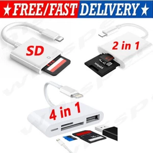 Portable 4 in 1 USB Camera SD TF Card Reader Adapter For iPhone iPod iPad IOS 13 - Picture 1 of 9