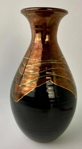 Bruce Fairman Studio Keramik Vase Glanz Kupfer Gold Signiert Made in USA - Bild 1 von 8