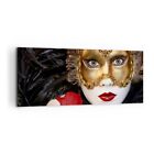Wandbilder 100x40cm Leinwandbild Karnevalsmaske Maskottchen gr�ne Lippen Bilder