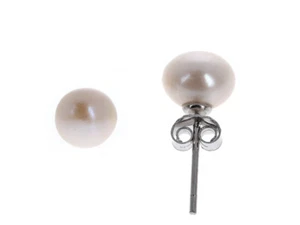 7mm Small Freshwater Pearl Stud Earrings, 925 Sterling silver, Genuine Pearls - Picture 1 of 2