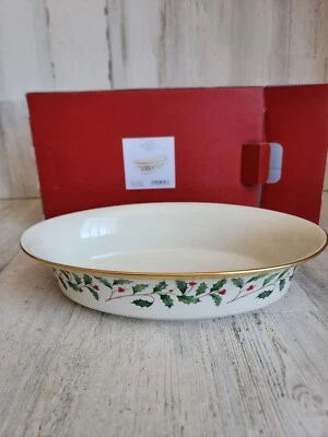 Lenox NEW open vegetable Bowl holiday mistletoe Xmas dish kitchen - Image 1 of 4