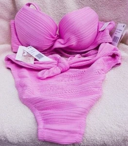 Jessica Simpson Pink 2 Piece Bathing Suit Top & Bottom Size S Brand New - Picture 1 of 12