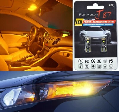 Luz LED de error Canbus 194 naranja ámbar dos bombillas marcador frontal ajuste de actualización Foto 1 de 4