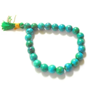 Blue and Green Chrysocolla Mala Bracelet Unisex Tassel Jewelry - Picture 1 of 3