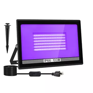 T-SUN 100W LED Floodlight UV Blacklight Flood Light IP66 Waterproof with Plug - Picture 1 of 9