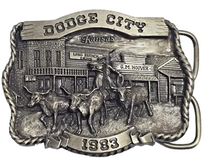 Fibbia cintura commemorativa vintage Dodge City Kansas 1983 edizione limitata # 1116 - Foto 1 di 8