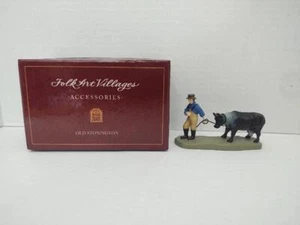 Old Stonington Folk Art Villages Lang and Wise Man Leading Cow Holiday Village - Picture 1 of 5