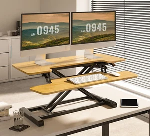 FLEXISPOT Standing Desk Converter 35'' Height Adjustable with Keyboard Tray - Picture 1 of 38