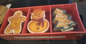 Vtg Kmart Heavy Christmas Gingerbread  Candles Christmas Tree & Snowman Candle  - Picture 1 of 3