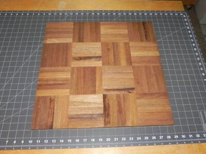 TEAK PARQUET FLOORING VTG Mid Century MCM 19 x 19 inch 80 "FINGERS" Herringbone - Picture 1 of 19