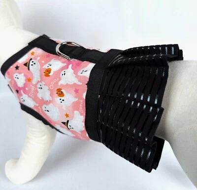 Pink Halloween Boo Ghost Dog Harness Vest Dress With Ruffle Skirt - Image 1 of 3