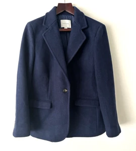 TRENERY Country Road Blazer Coat Wool Blend Navy Size XL/16 - Picture 1 of 7