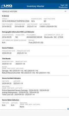 Express 2500 2016 furgoneta OE velocímetro calibre panel 156 k millas Chevrolet Foto 1 de 4