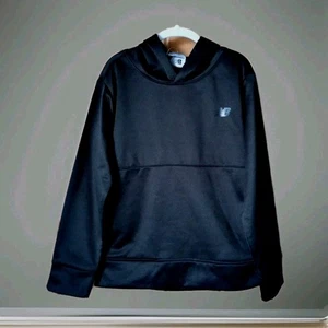 NWOT New Balance Black Hooded Sweatshirt Youth Boys Size 8 Hoodie Front Pocket - Picture 1 of 8